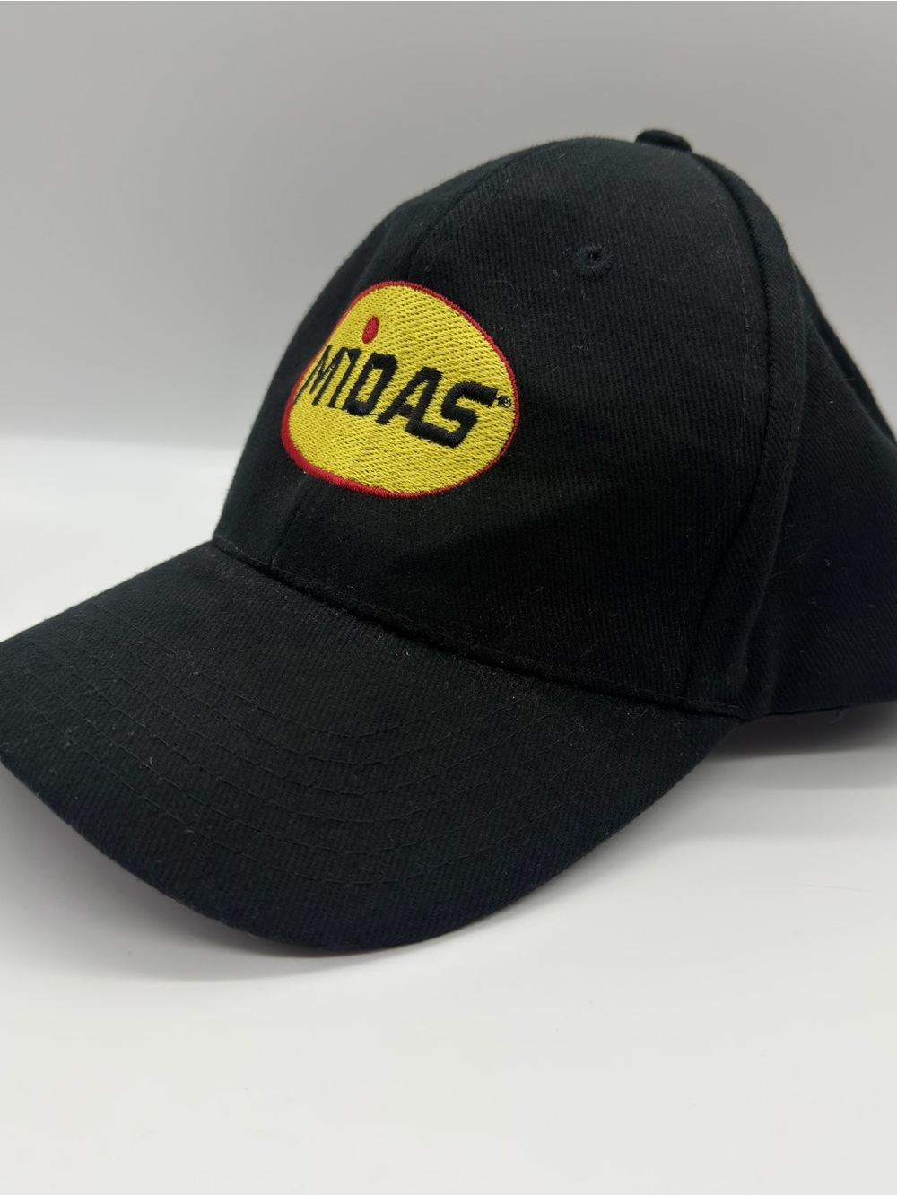 Midas Black With Yellow Logo Velcro Adjustable Baseball Cap — Work Hat